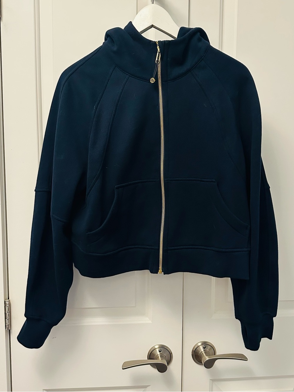 lululemon navy full zip hoodie gold zipper xsmall